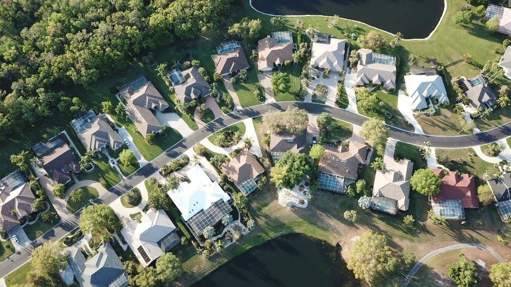 Aerial view of a gated community in Venice, Florida
